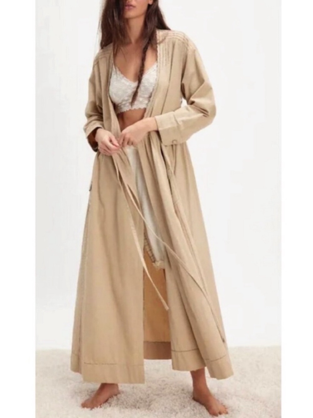 FREE PEOPLE Intimately Out West Robe & Wrap Maxi Dress in Morning Oat Combo! 🐚